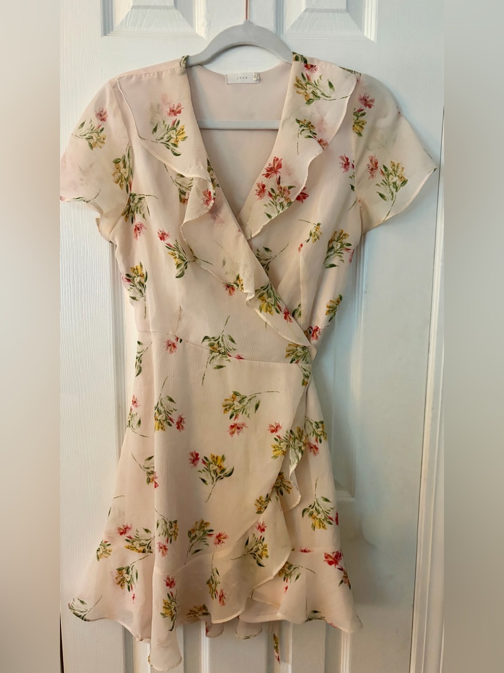 Lush Floral Ruffle Wrap Dress